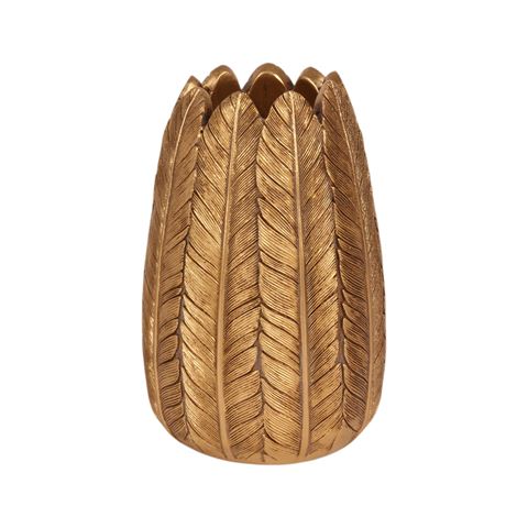 Federvase L 15,5 cm – Gold – Harz
