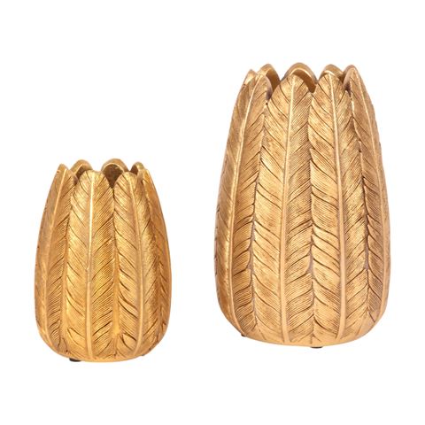 Federvase L 15,5 cm – Gold – Harz