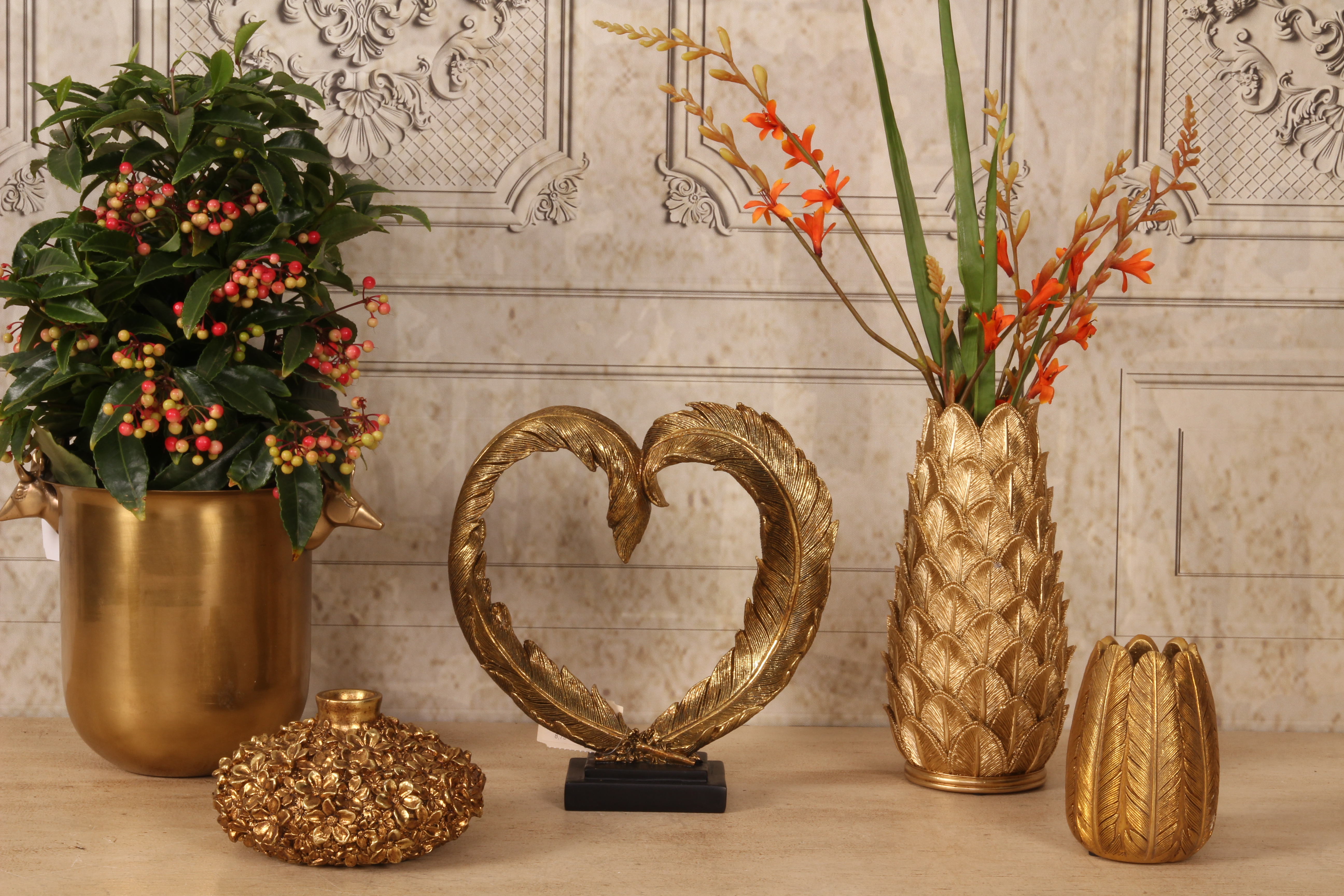 Fan-Shaped Vase 21 cm - Gold - Resin