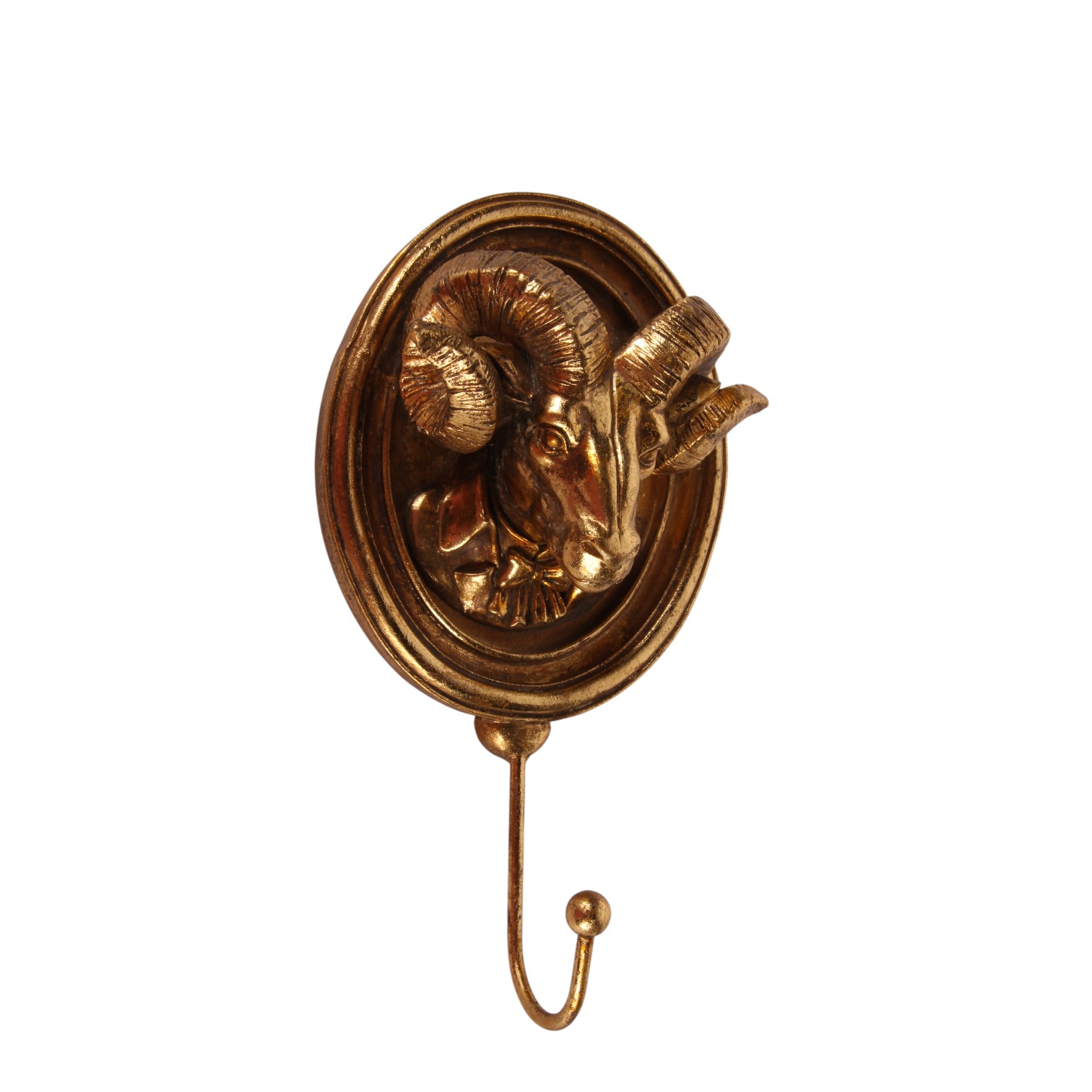 Wandhaak Ram 19 cm - Goud - Resin