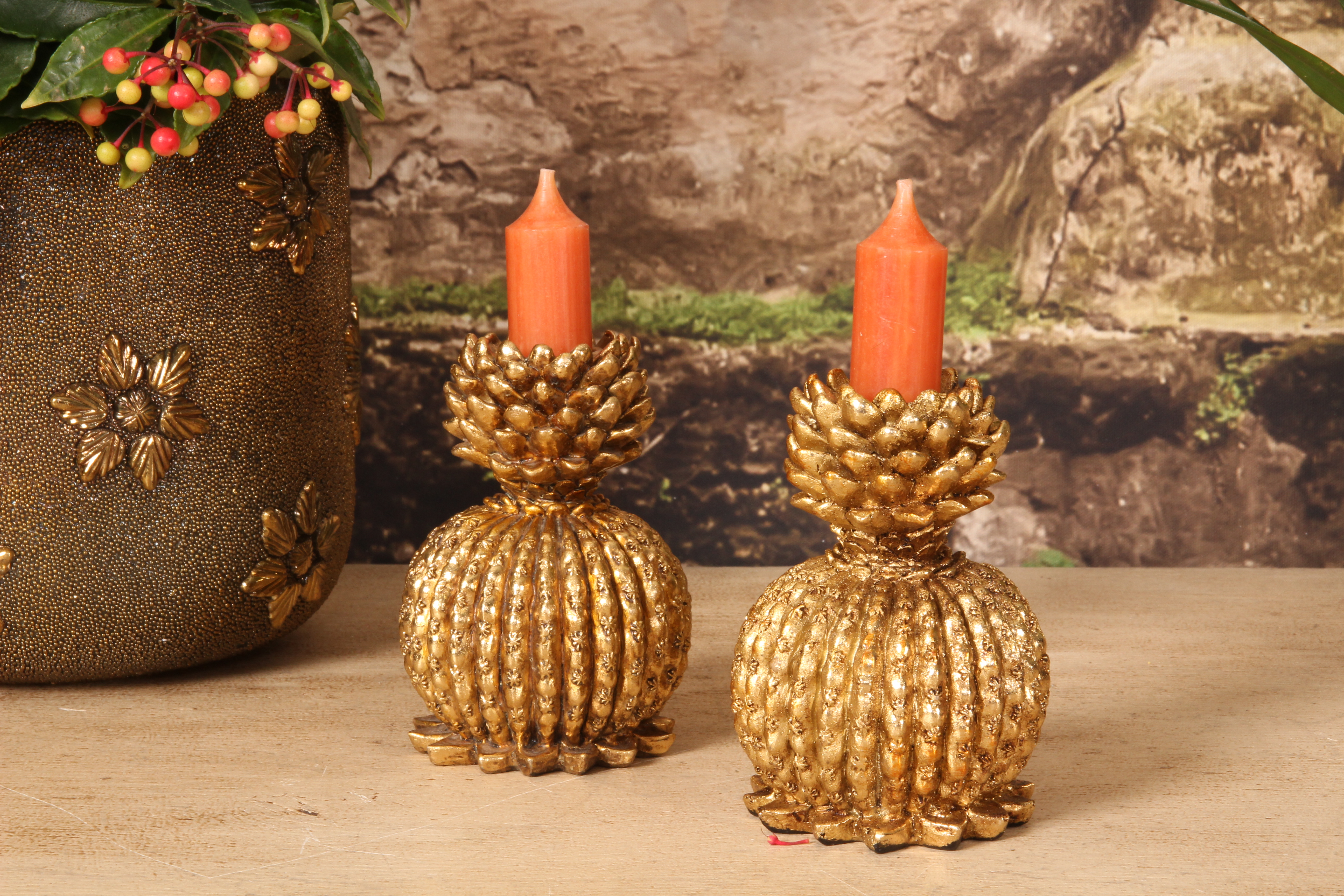 Kandelaar Antiek 10.5 cm - Goud - Resin