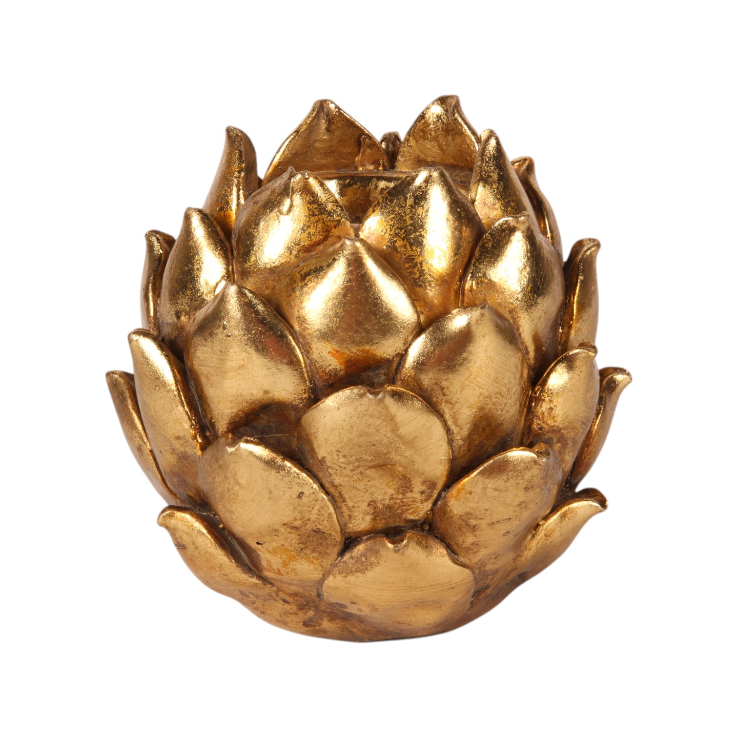 Flower Candle Holder 11 cm - Gold - Resin