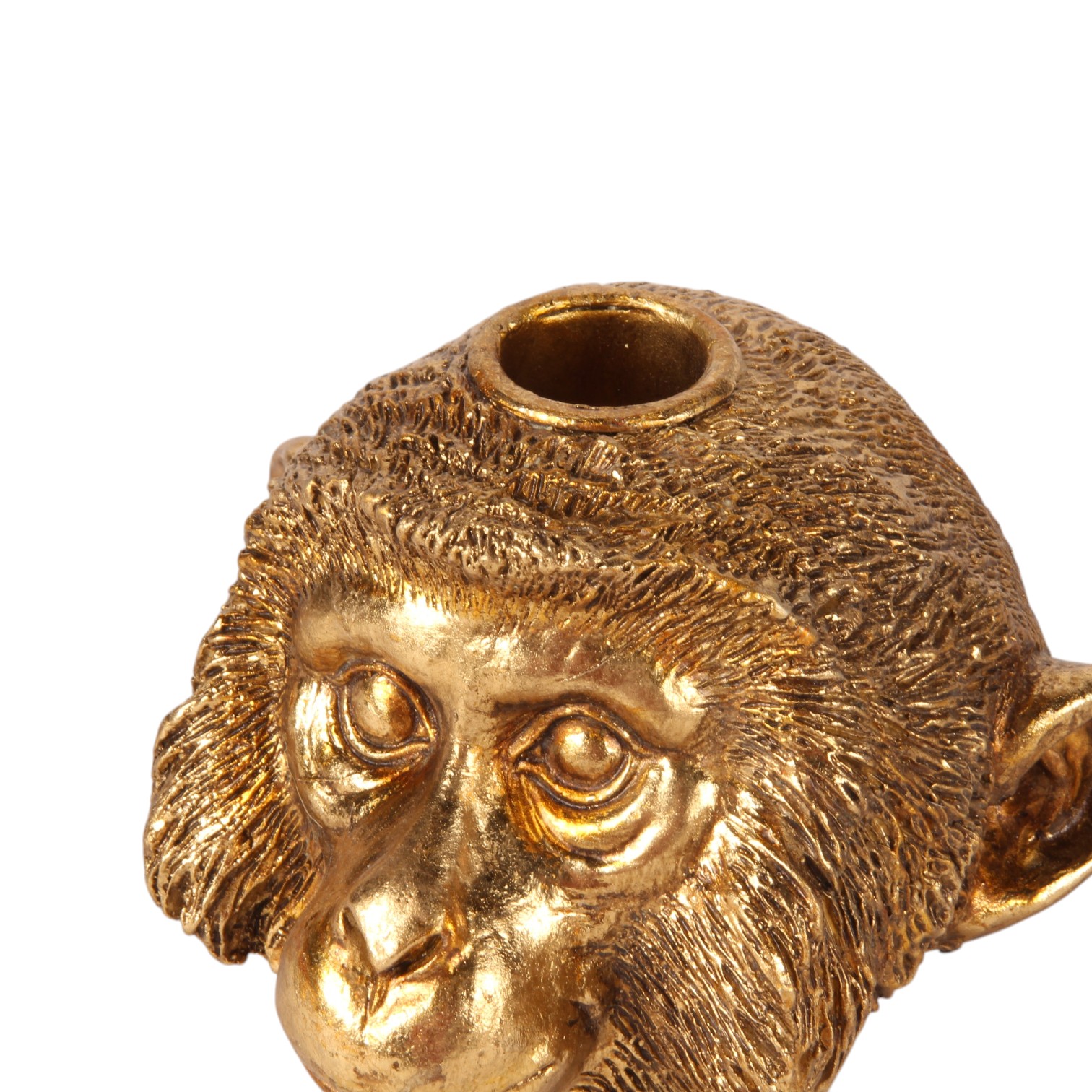 Monkey Candle Holder 9 cm - Gold - Resin