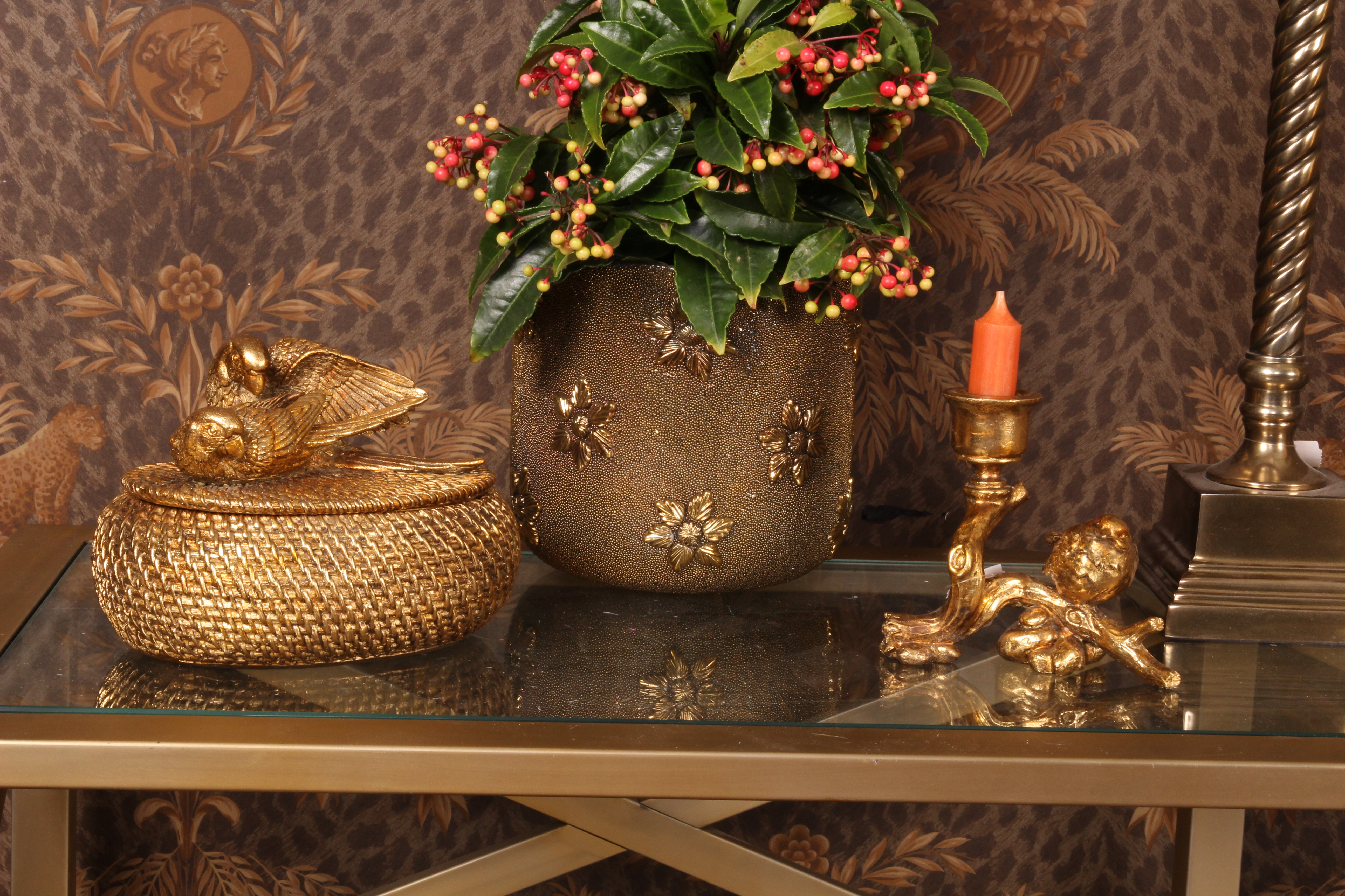 Kandelaar Vogel 12 cm - Goud - Resin