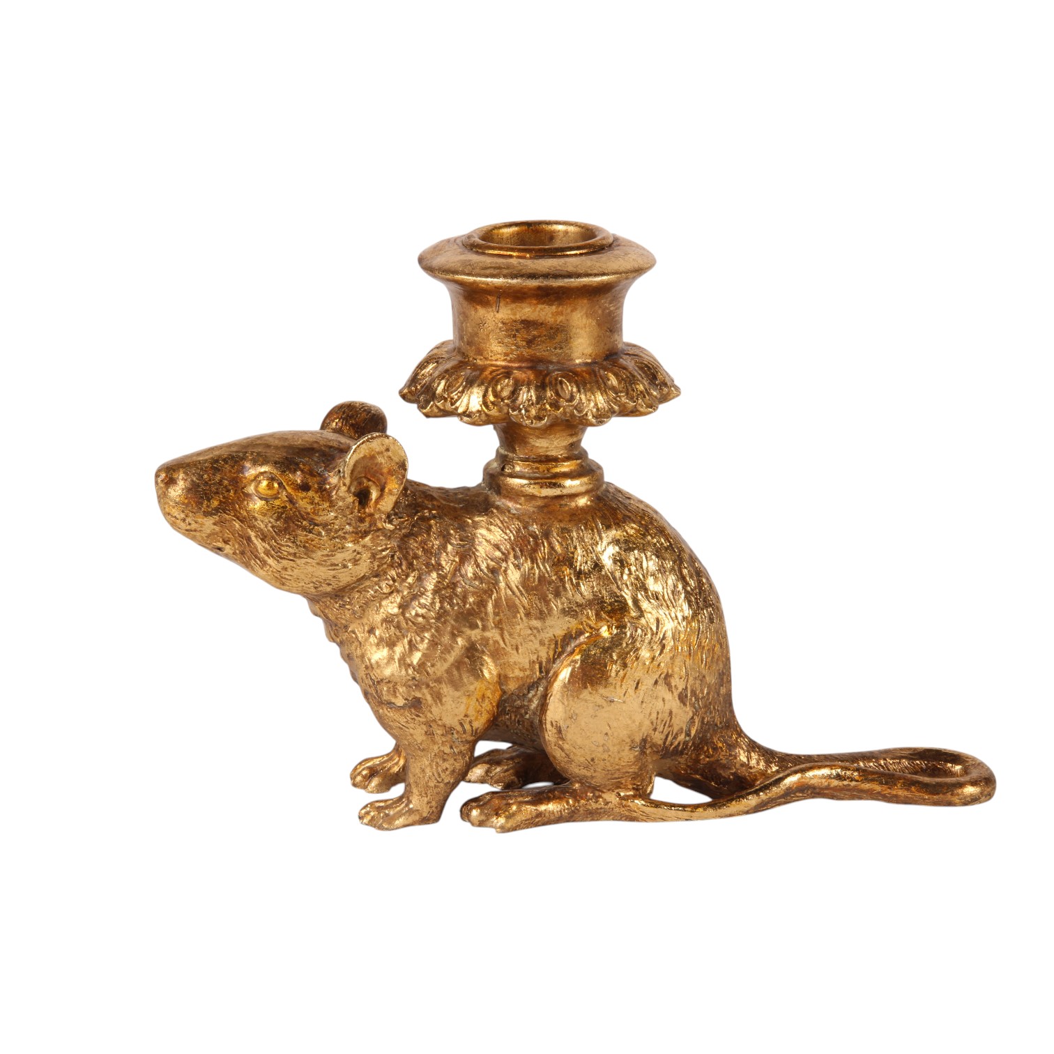 Kandelaar Rat 12 cm - Goud - Resin