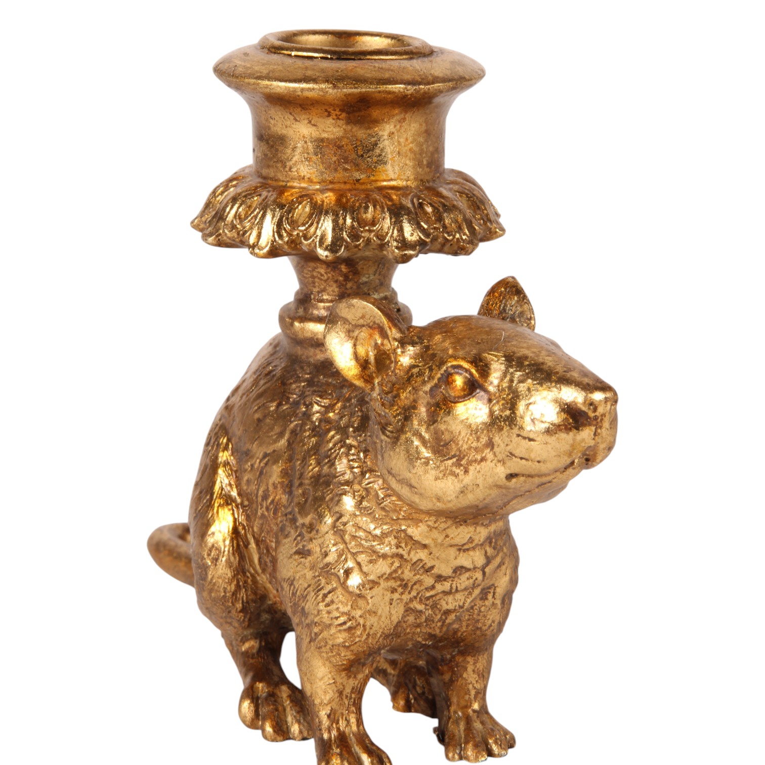 Kandelaar Rat 12 cm - Goud - Resin
