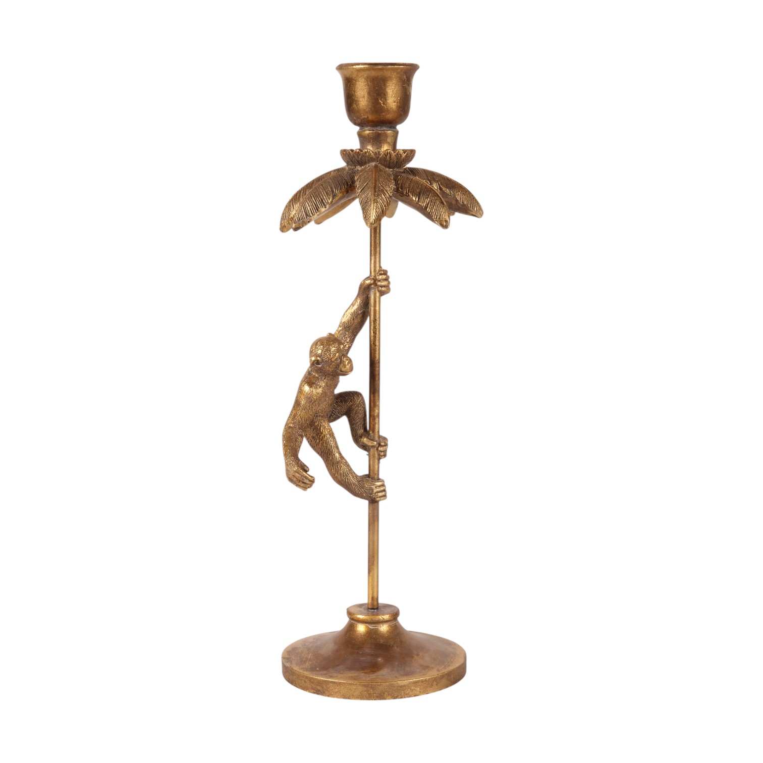 Monkey Candle Holder 31 cm - Gold - Resin