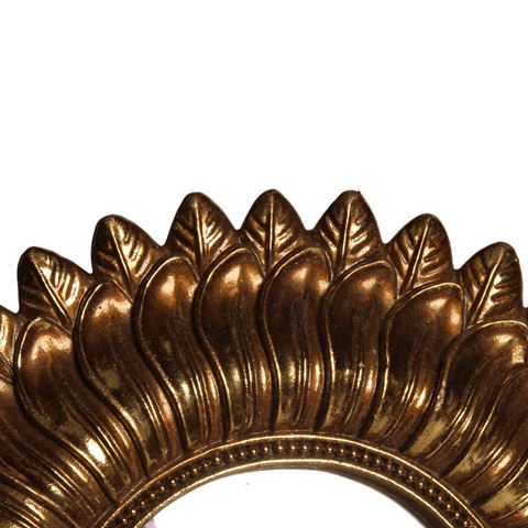 Bloemen spiegel 20 cm - Goud - Resin