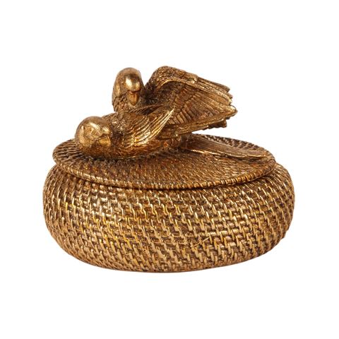 Opbergdoos met Deksel 19 cm - Goud - Resin