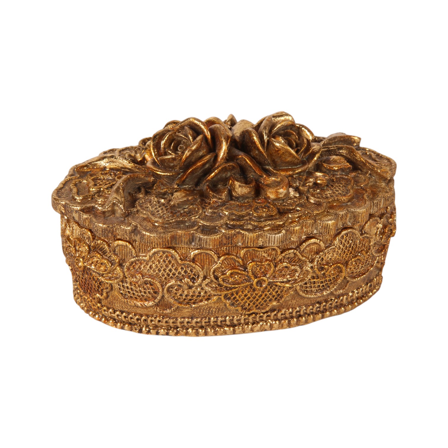 Opbergdoos met Deskel 9,5 cm - Goud - Resin