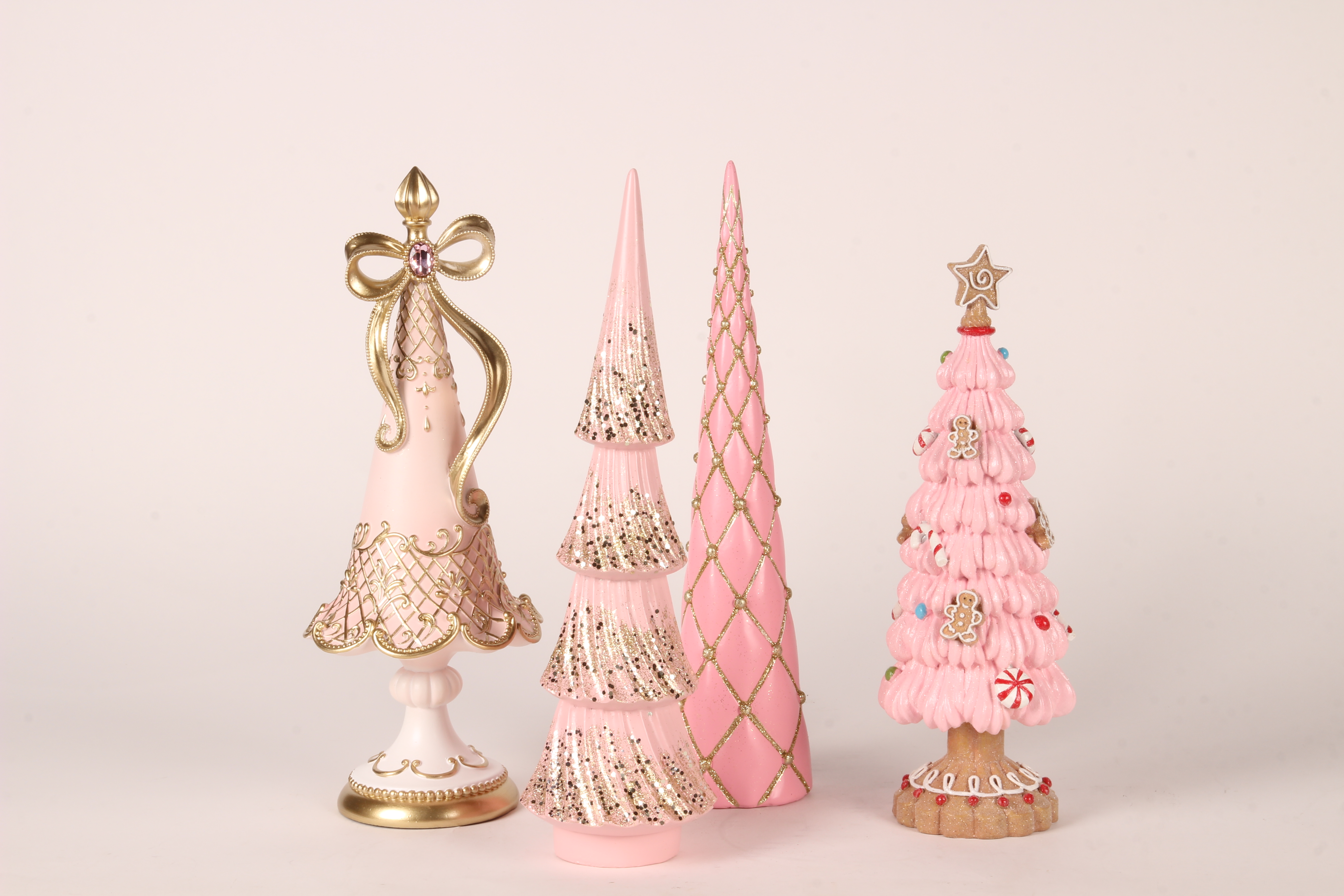 Kerstboom 35,5 cm - Roze - Resin