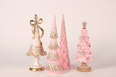 Kerstboom 35,5 cm - Roze - Resin