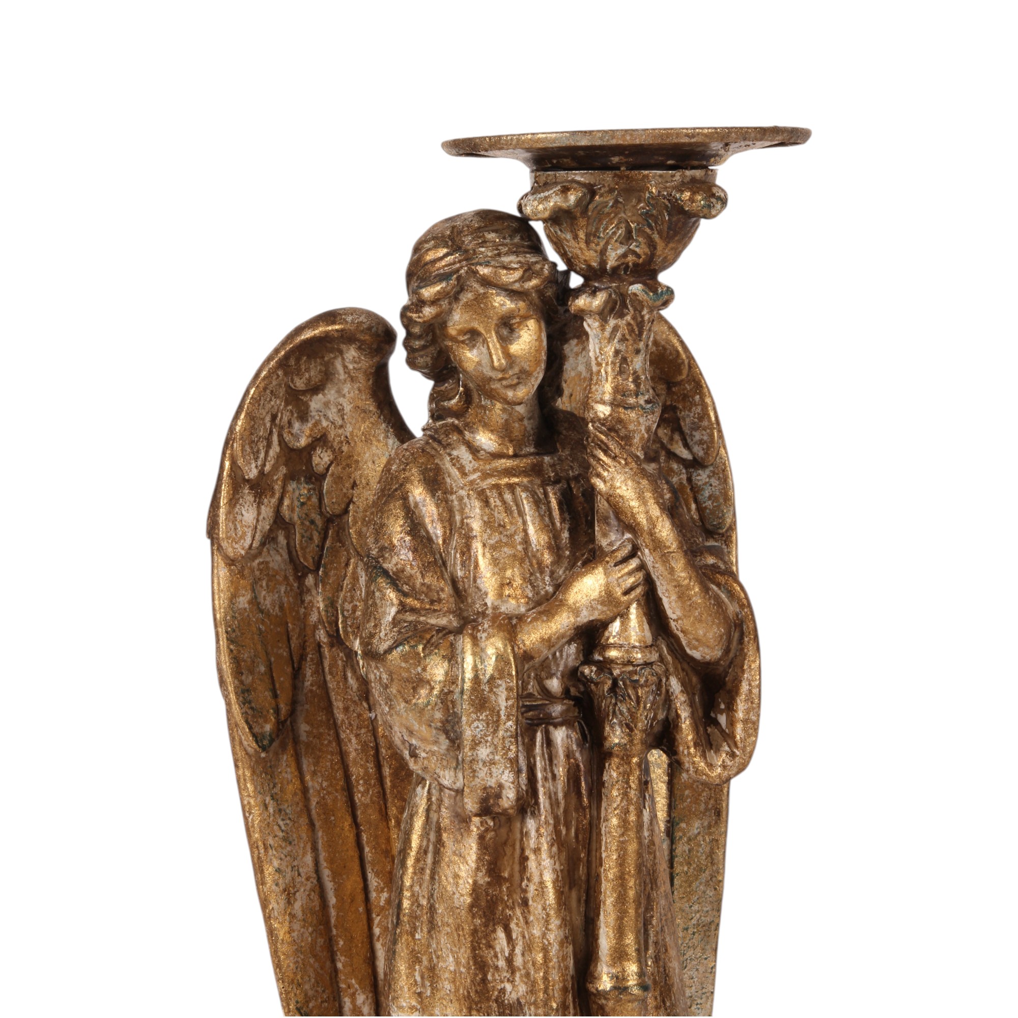 Portacandele Angelo 40 cm - Marrone Antico - Resina
