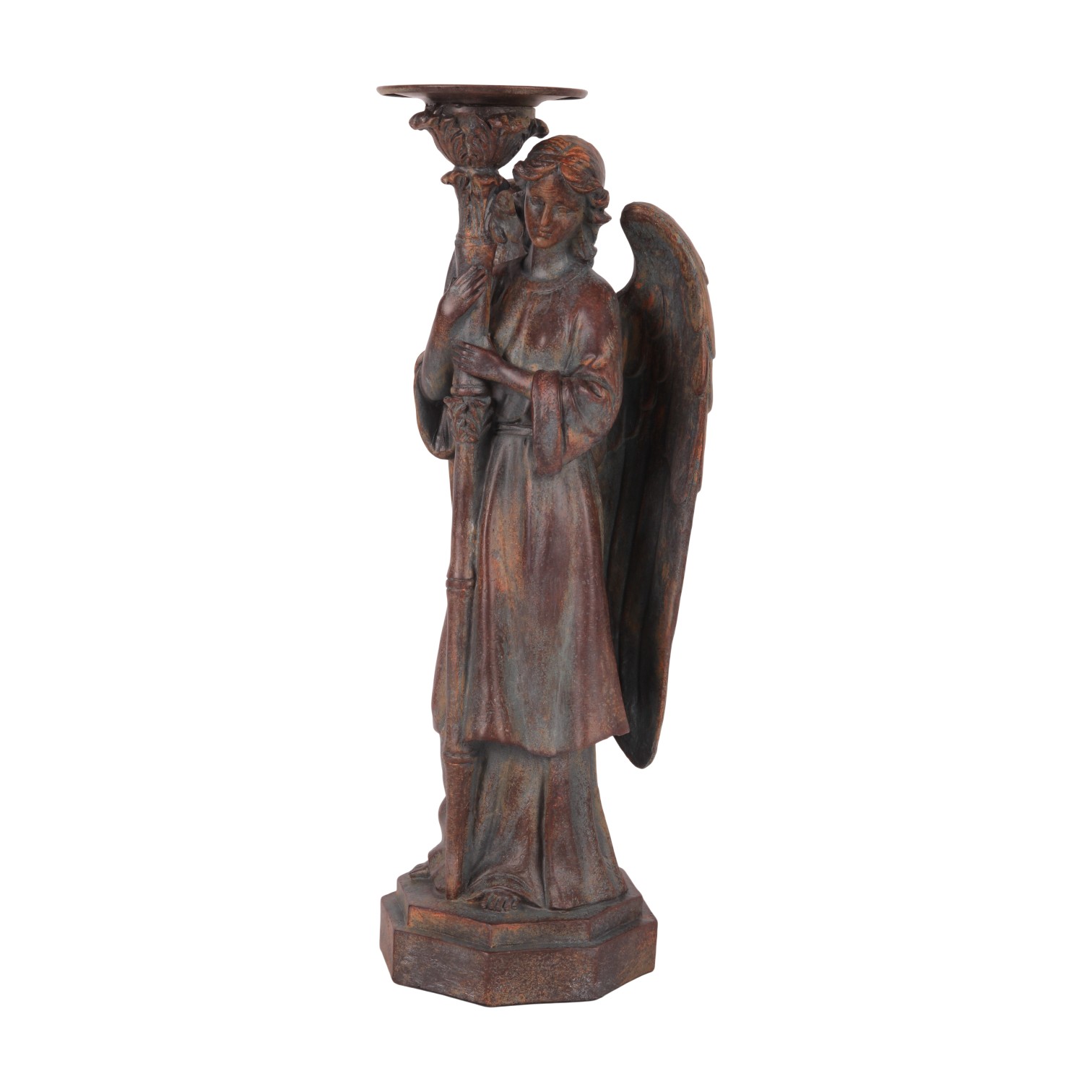 Kandelaar Engel 40 cm - Bruin Antiek - Resin