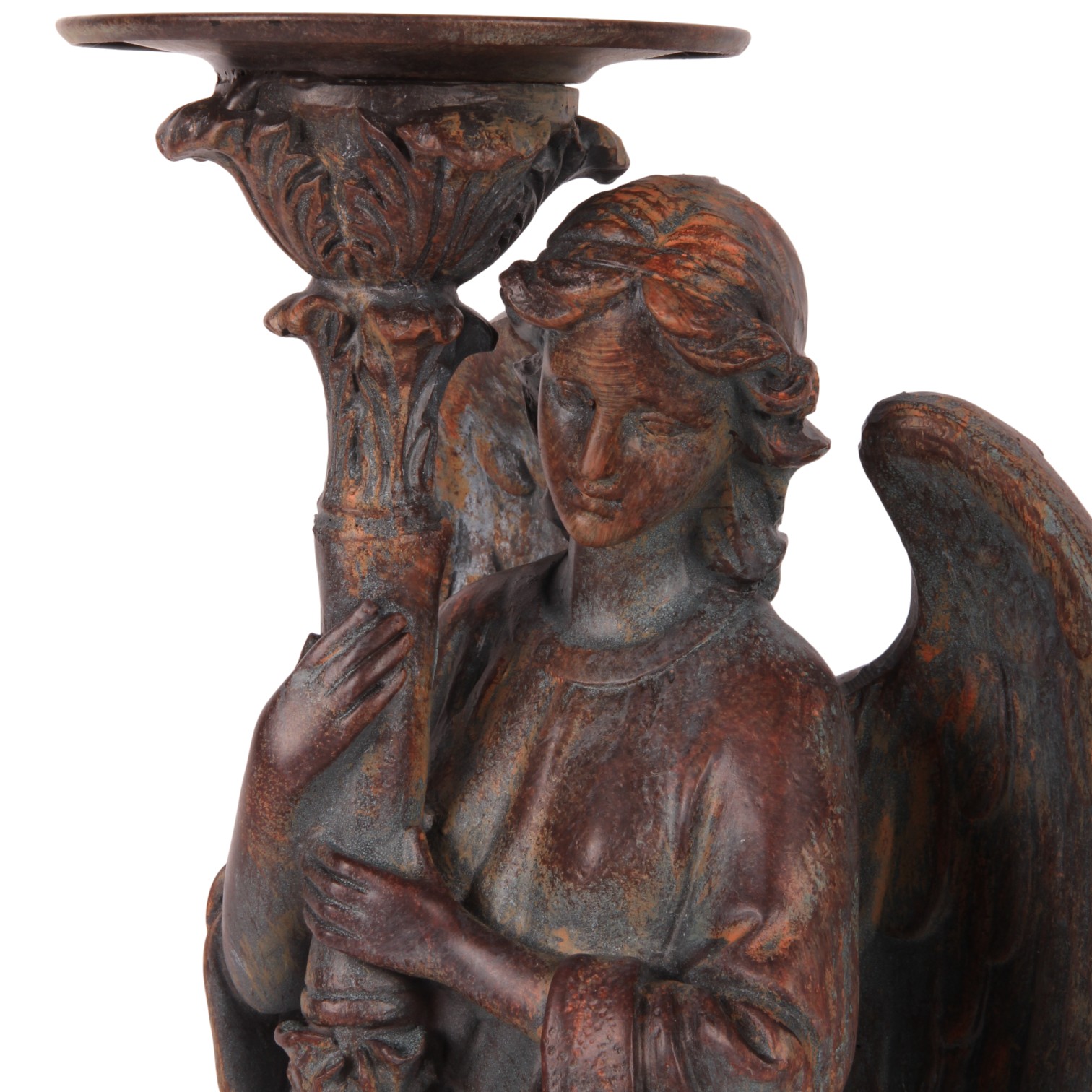 Kandelaar Engel 40 cm - Bruin Antiek - Resin