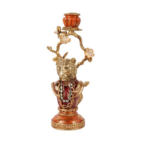 Kandelaar Leeuw 31 cm - Goud - Resin