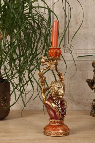 Kandelaar Leeuw 31 cm - Goud - Resin
