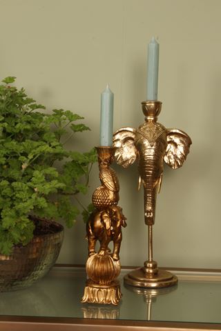 Kandelaar Olifant 27 cm - Goud - Resin