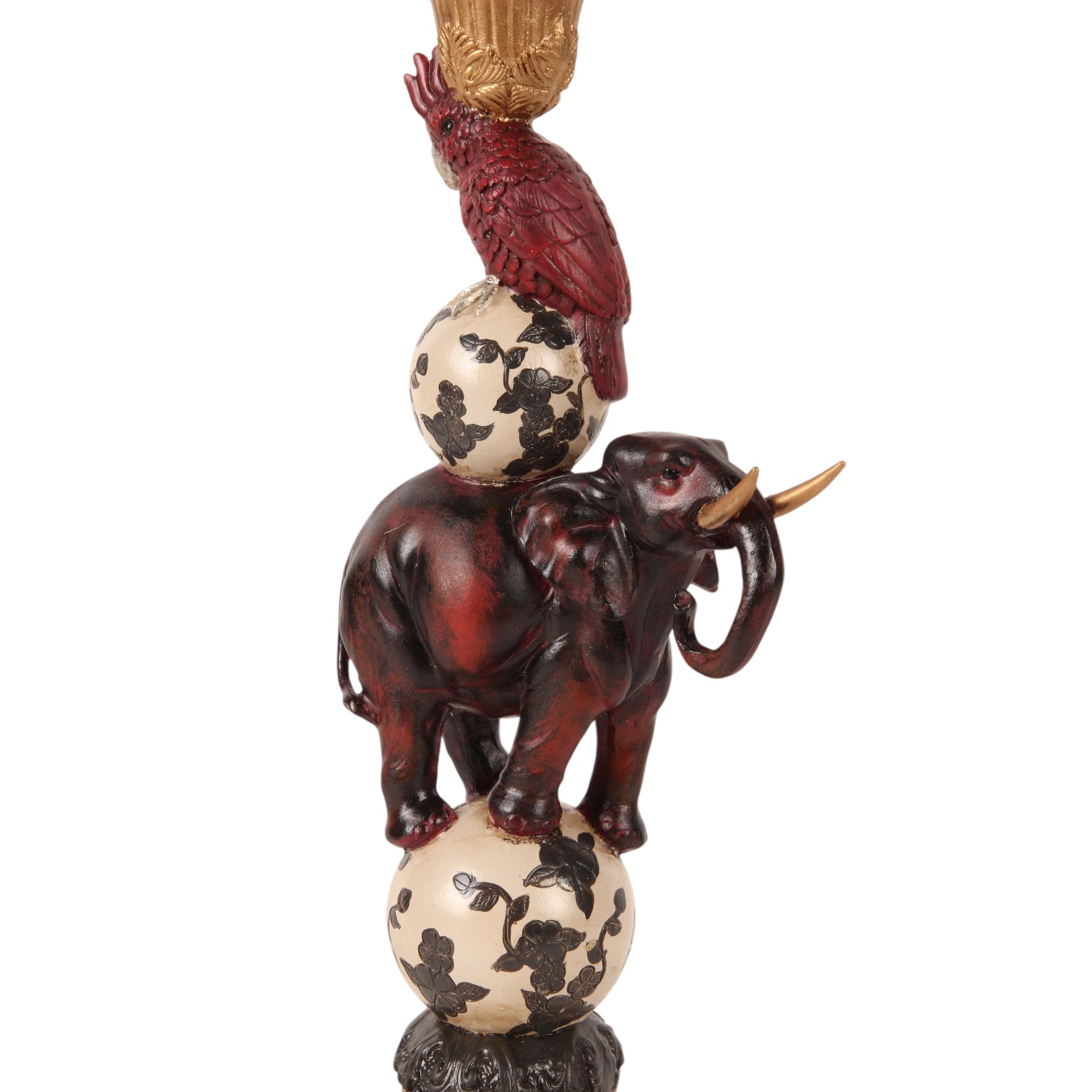 Kandelaar Olifant 30 cm - Rood - Resin