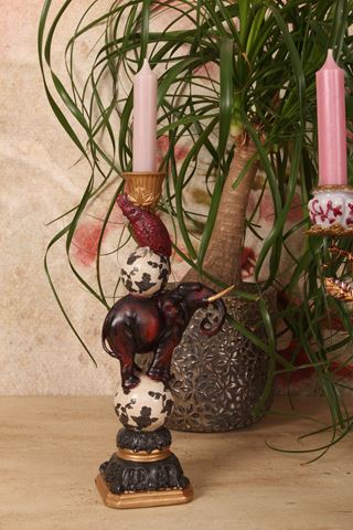 Kandelaar Olifant 30 cm - Rood - Resin