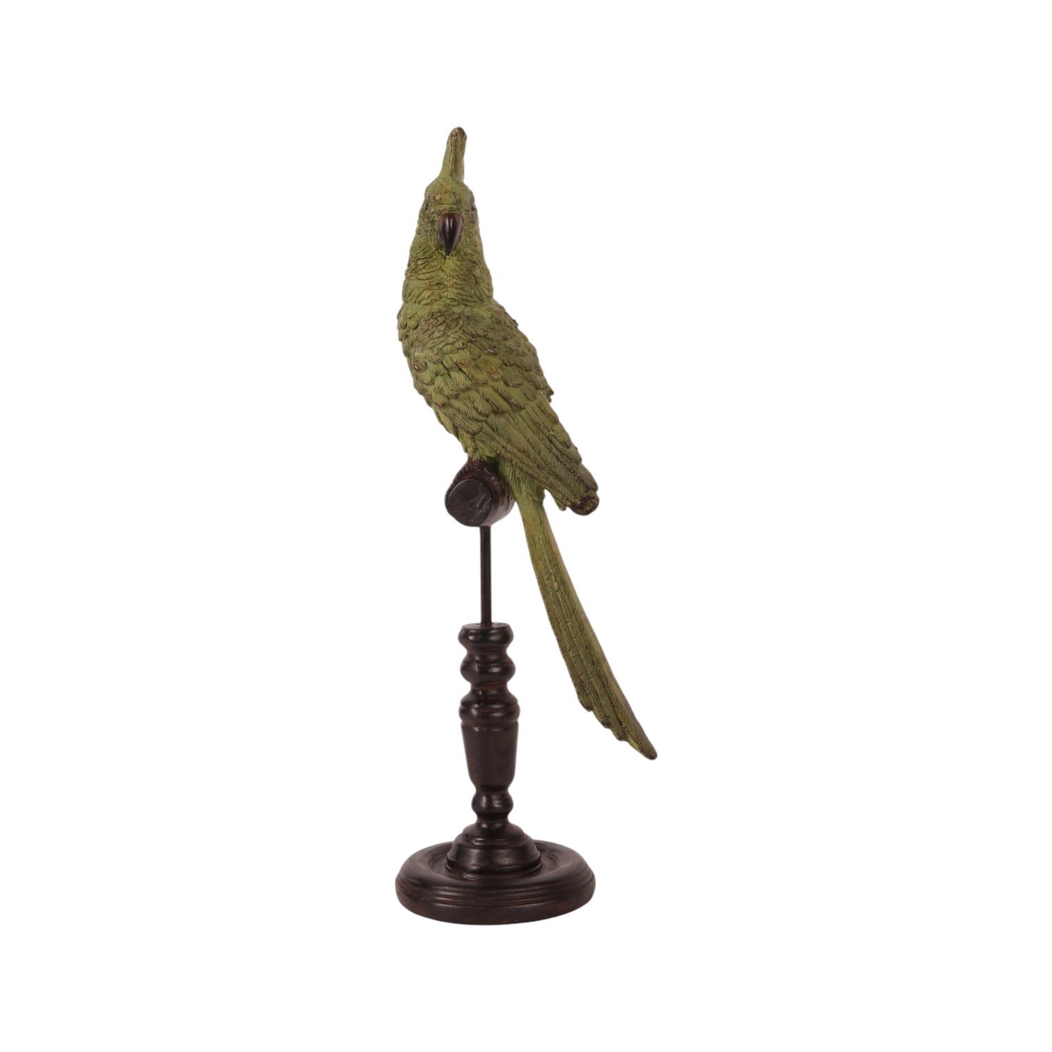 Papegaai op Stok 35 cm - Groen - Resin