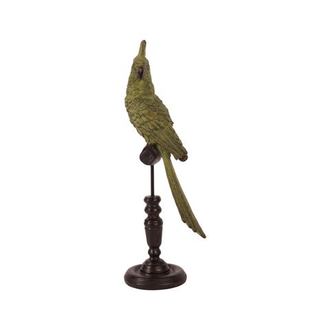 Papegaai op Stok 35 cm - Groen - Resin