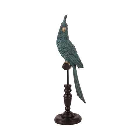Papegaai op Stok 35 cm - Blauw - Resin