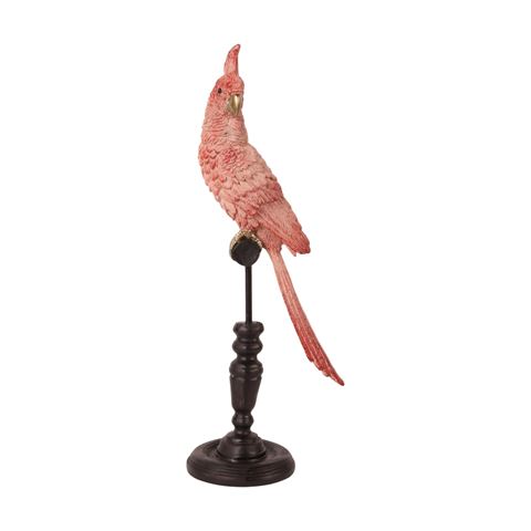 Papegaai op Stok 35 cm - Roze - Resin