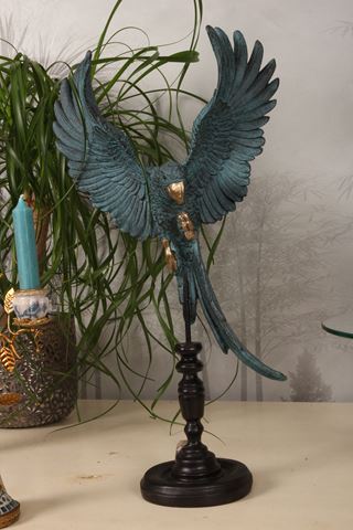 Papegaai op Stok 52,5 cm - Blauw - Resin