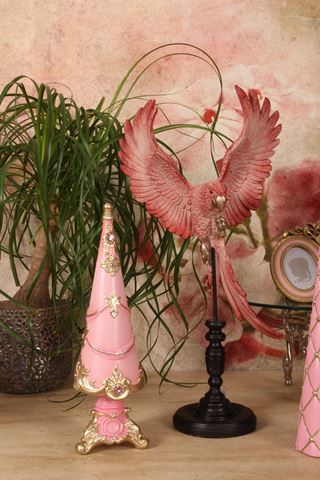 Papegaai op Stok 52,5 cm - Roze - Resin
