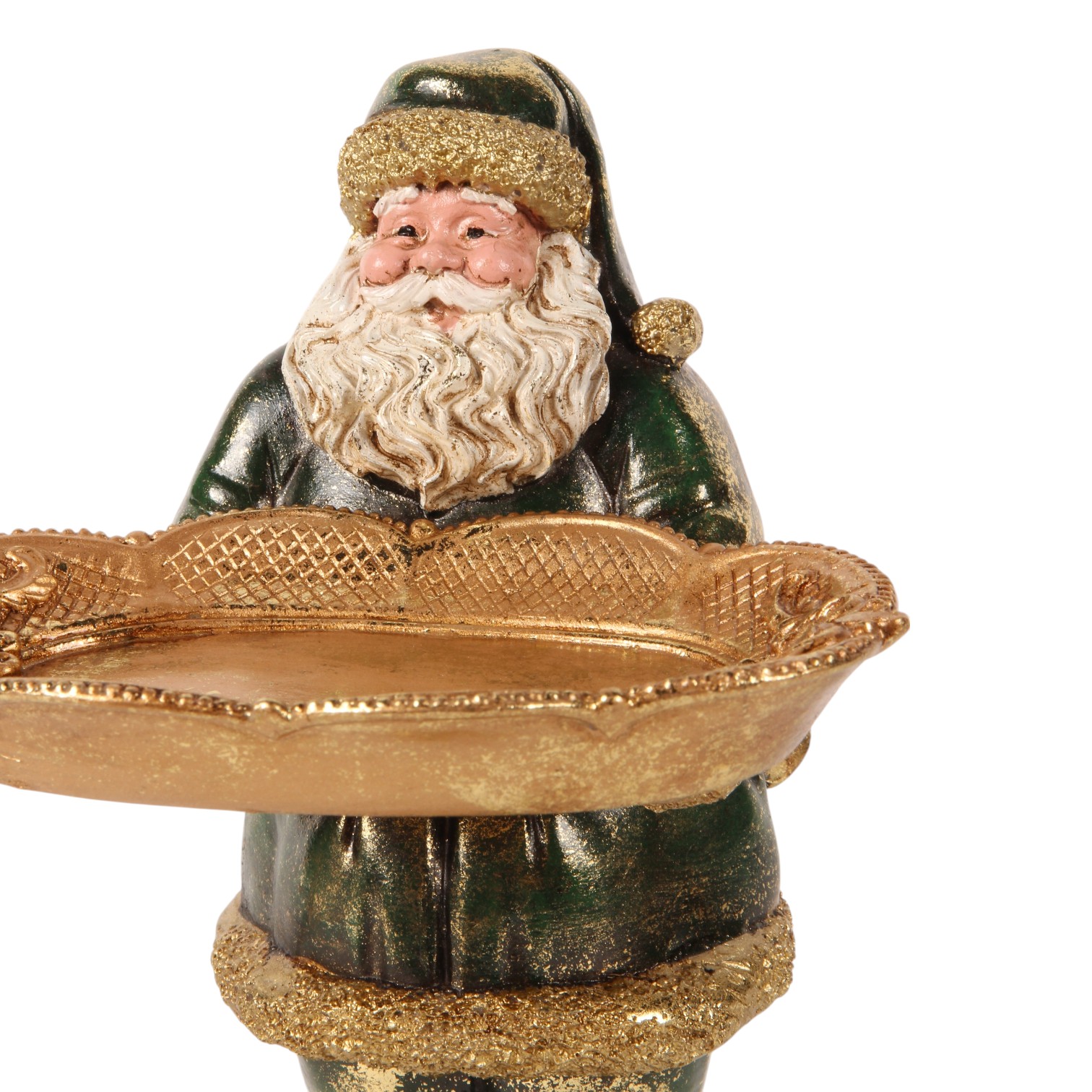 Kerstman met Schaal 24 cm - Groen - Resin