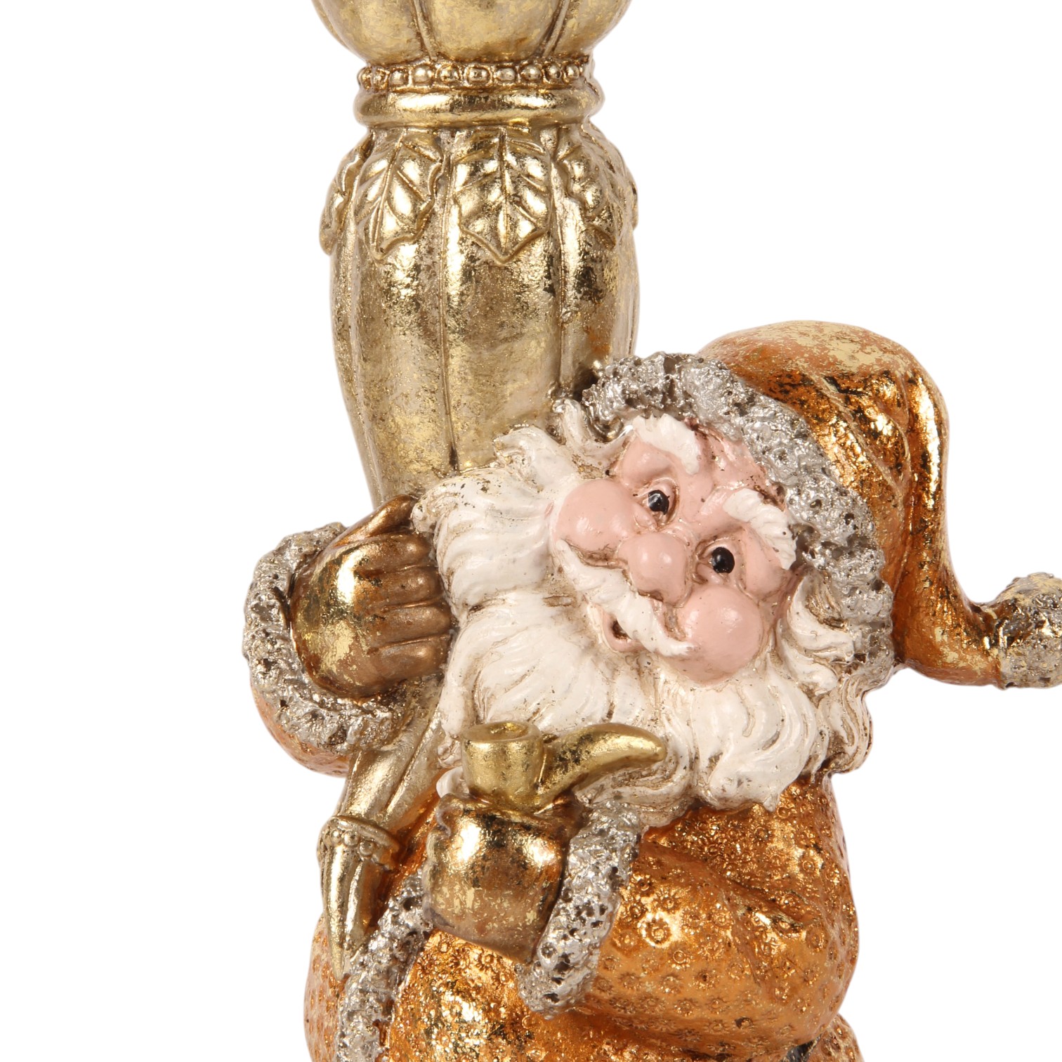 Kandelaar Kerstman 23 cm - Goud - Resin