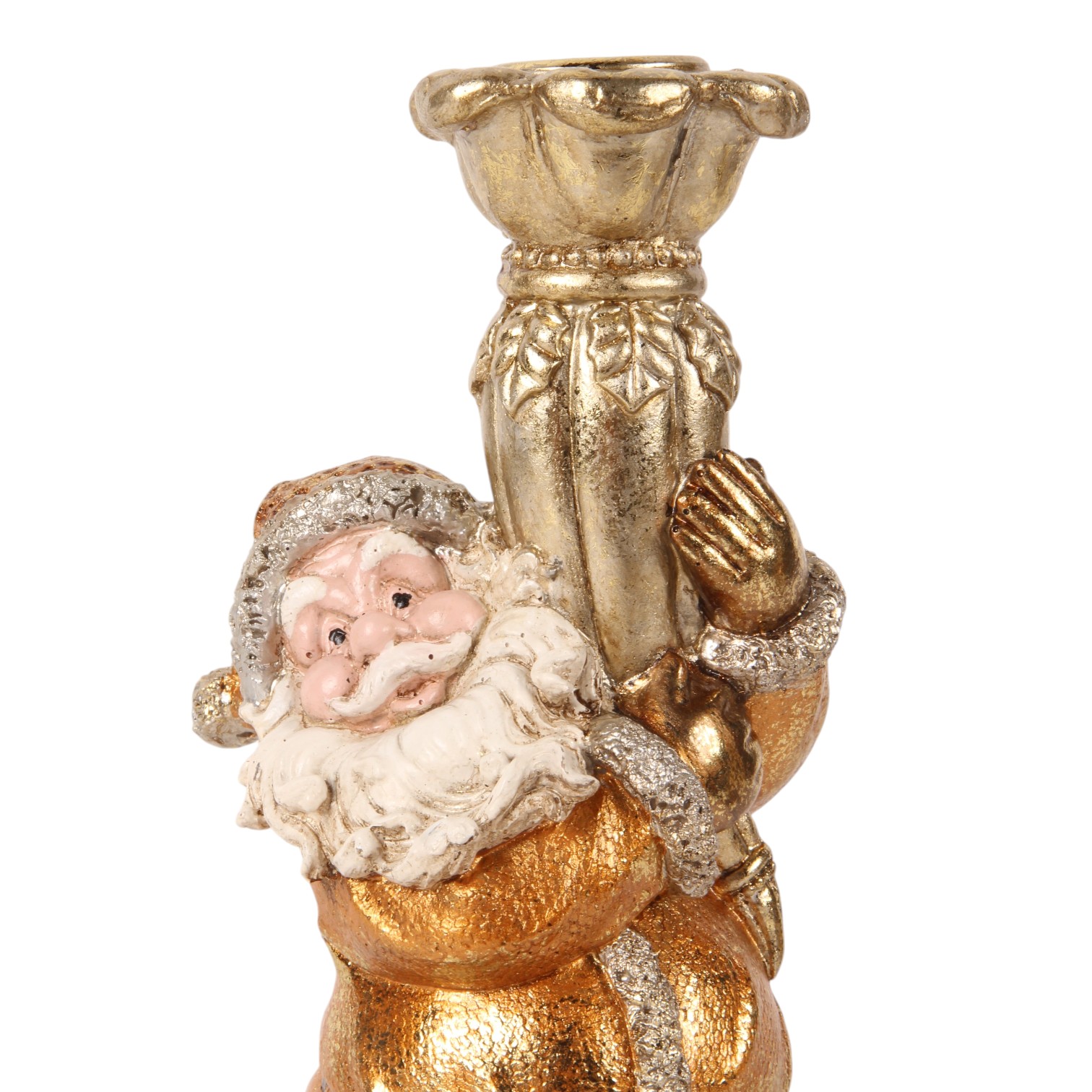 Kandelaar Kerstman 23 cm - Goud - Resin