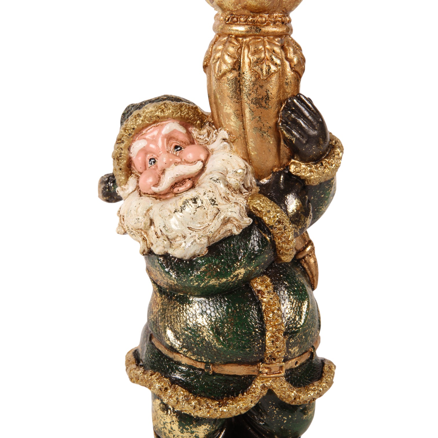 Kandelaar Kerstman 23 cm - Groen - Resin