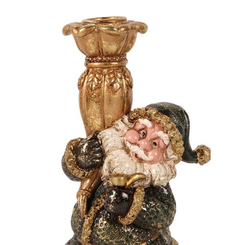 Kandelaar Kerstman 23 cm - Groen - Resin