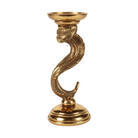 Candle Holder Feather 26,5 cm - Gold - Resin
