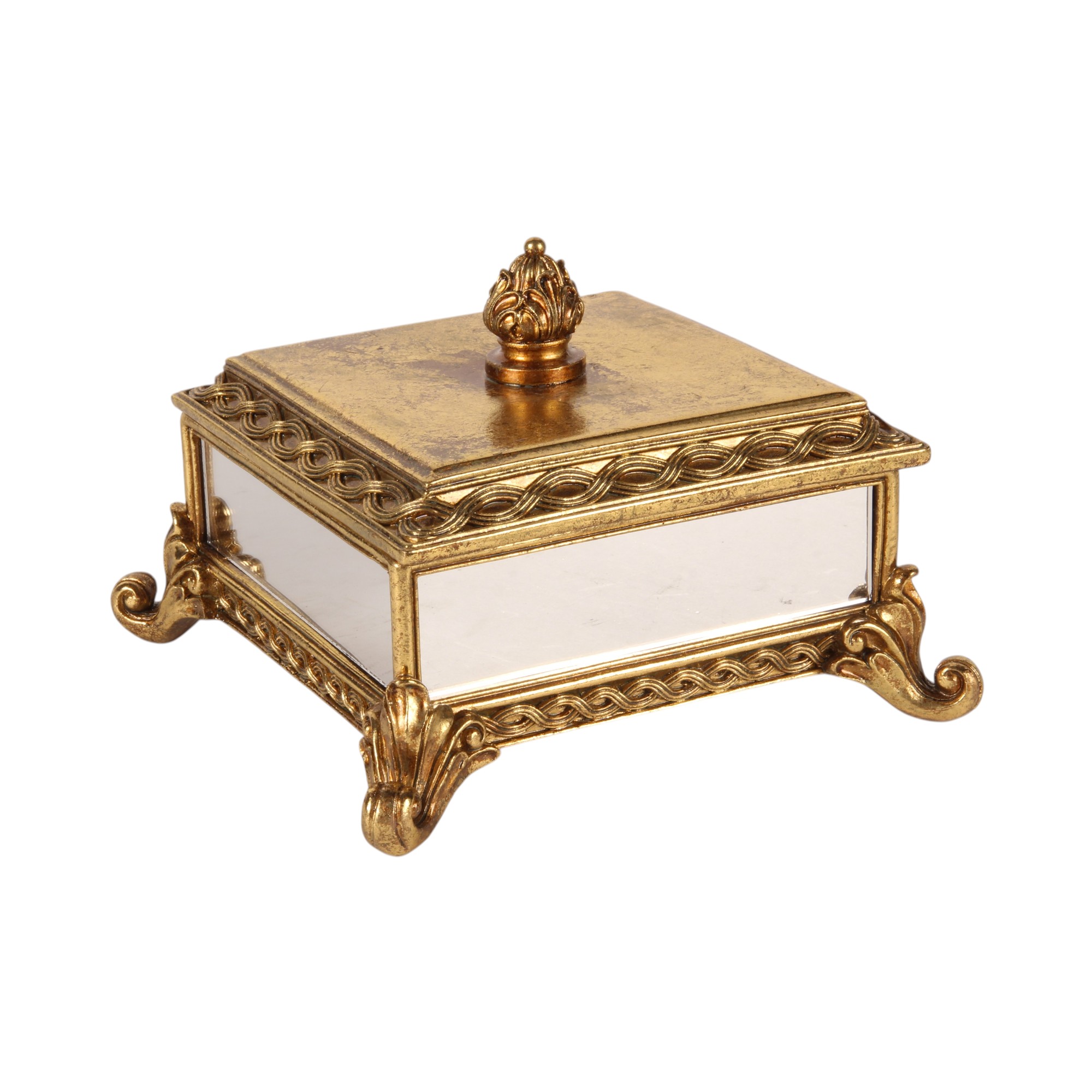 Opbergdoosje Vierkant 12 cm - Goud - Resin