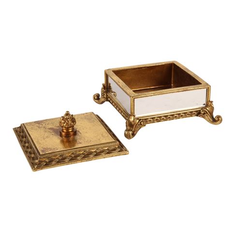 Opbergdoosje Vierkant 12 cm - Goud - Resin