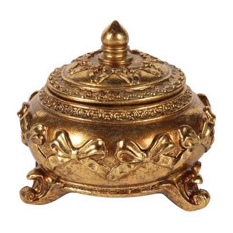 Opbergdoosje Strikjes 10 cm - Goud - Resin