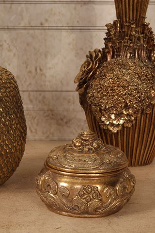 Boîte de rangement pour fleurs 9 cm - Or - Résine