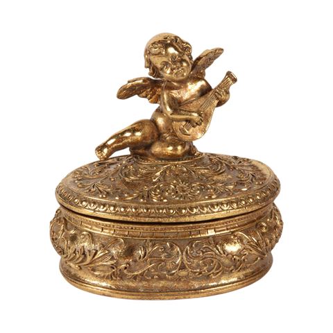 Opbergdoosje Engel 11,7 cm - Goud - Resin
