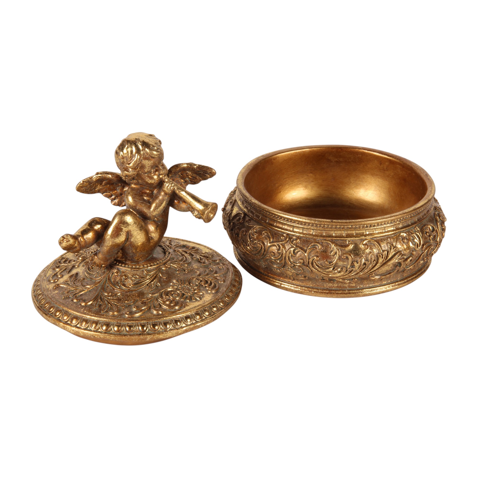 Opbergdoosje Engel 12 cm - Goud - Resin