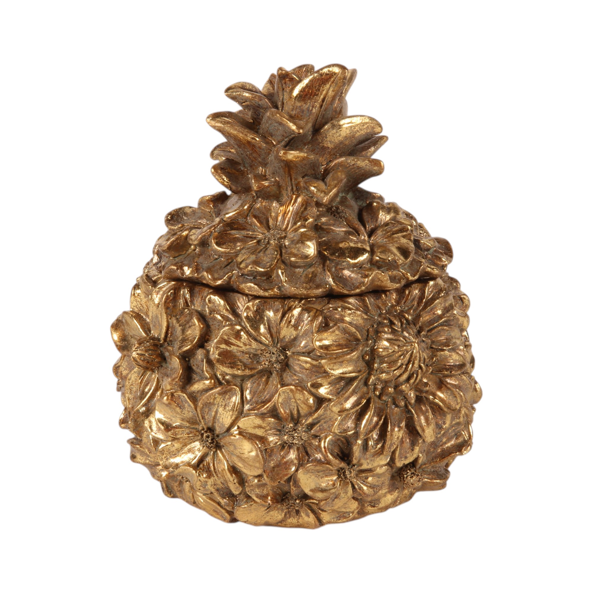 Boîte de rangement fleur 12,5 cm - Doré - Résine