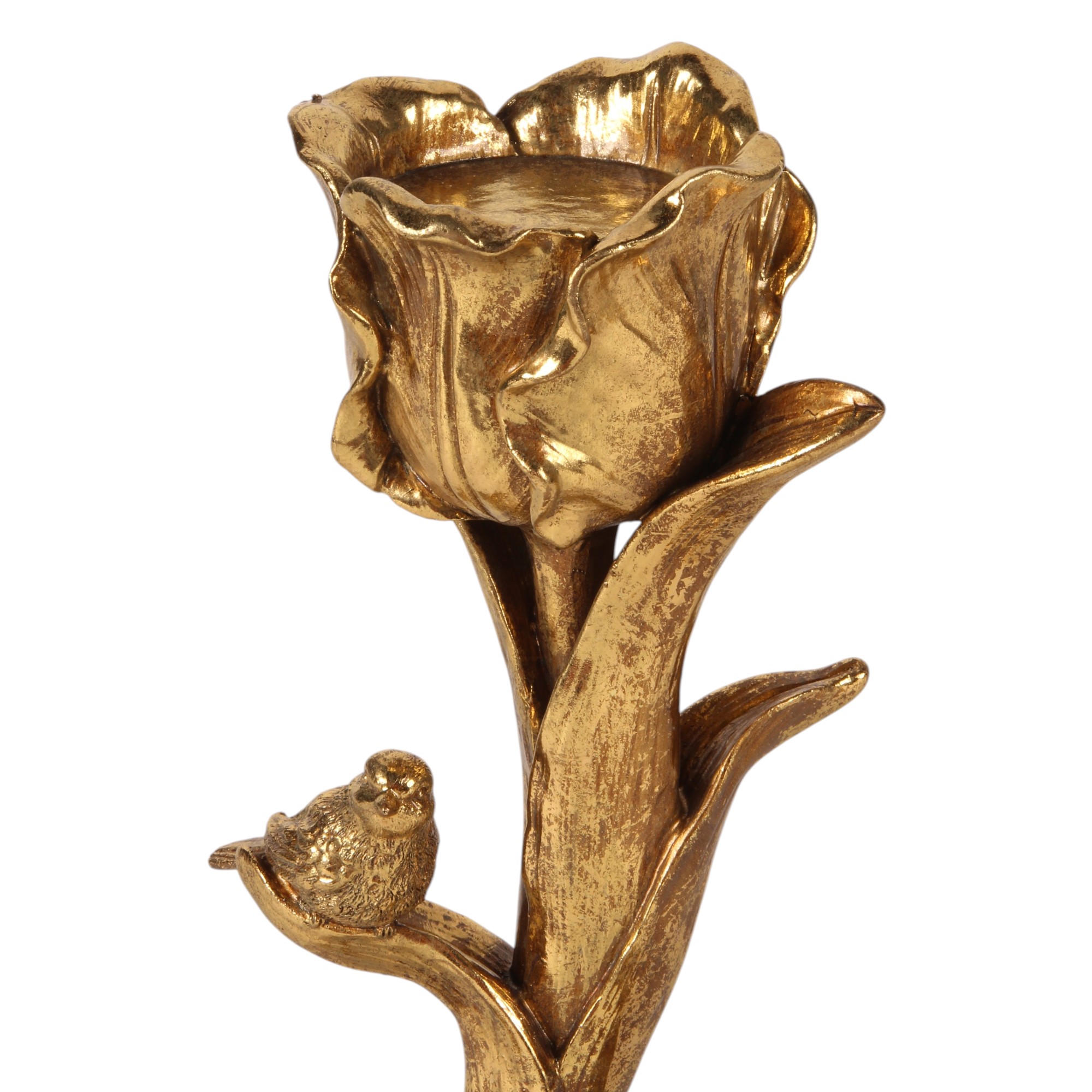 Candle Holder Flower 25,5 cm - Gold - Resin