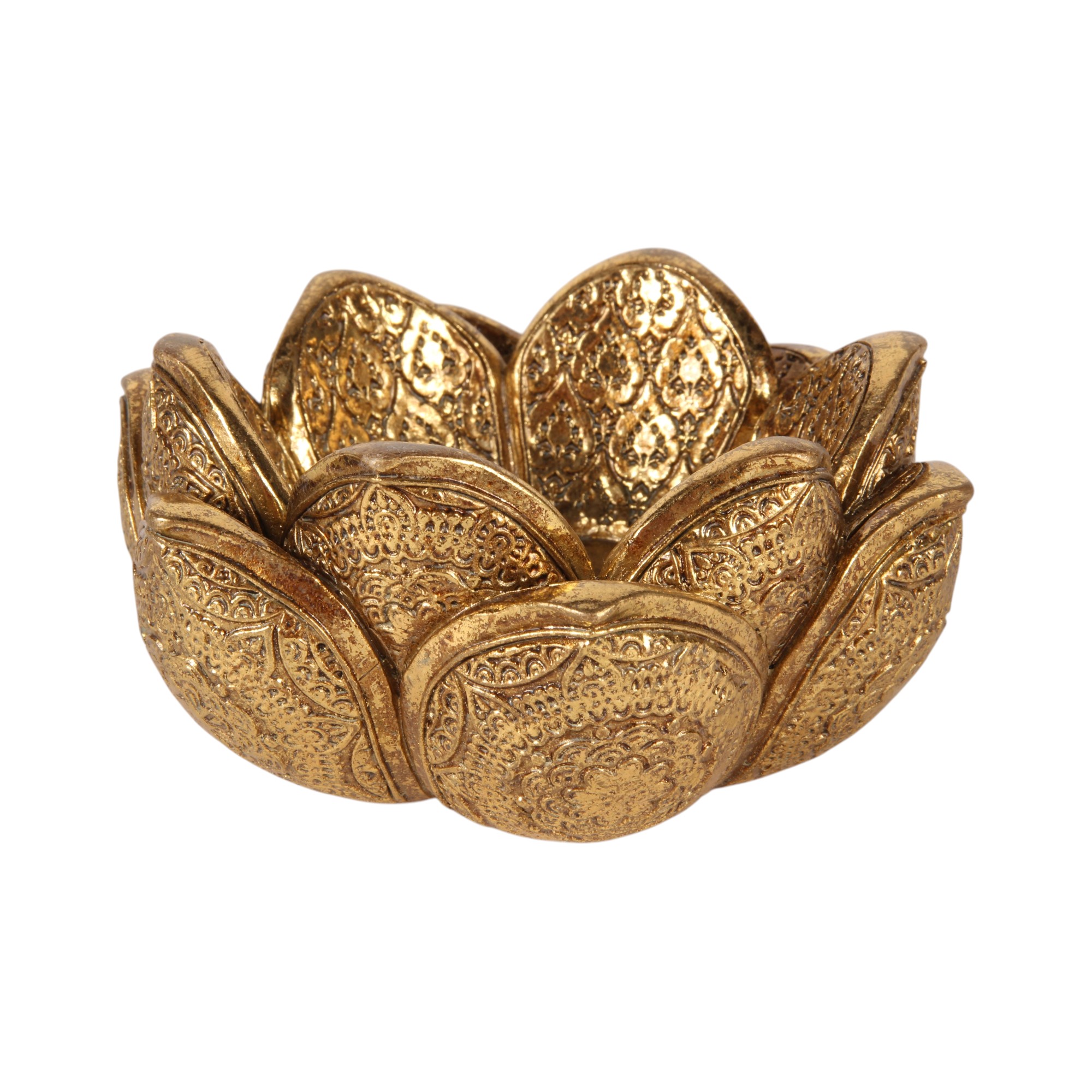 Waxinelichthouder Bloem 12,3 cm - Goud - Resin