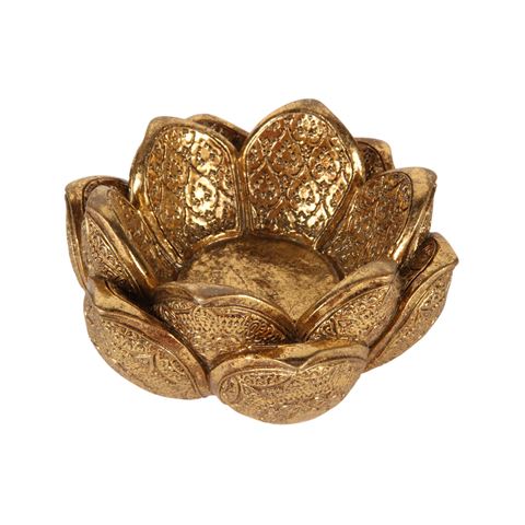Tealight Holder Flower 12,3 cm - Gold - Resin