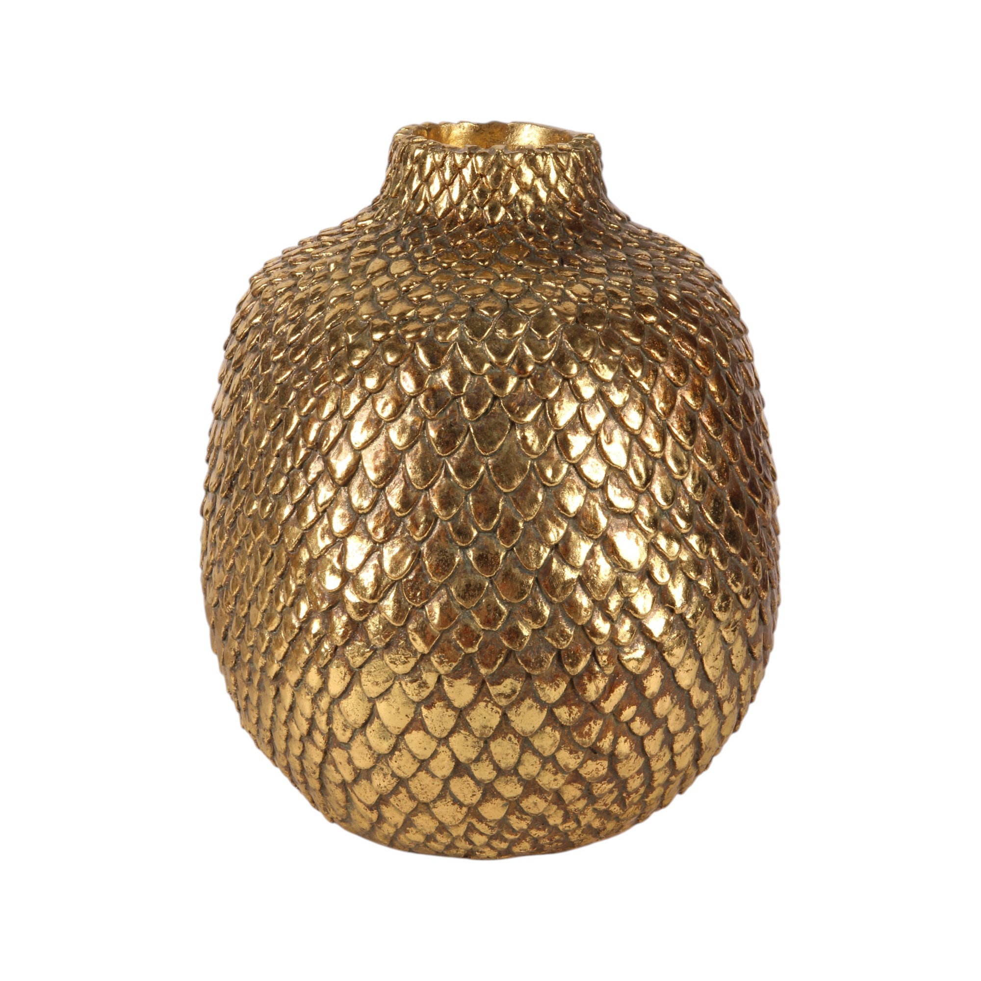 Vaas Schubben 19 cm - Goud - Resin