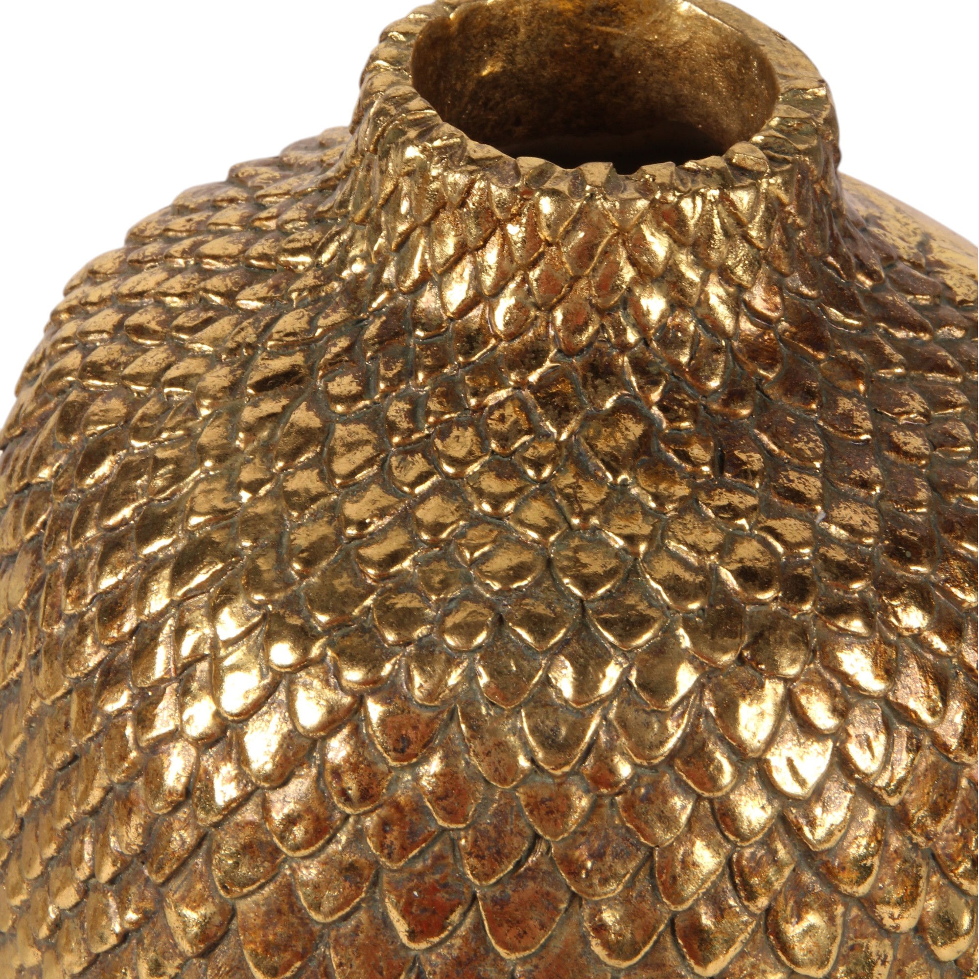 Vaas Schubben 19 cm - Goud - Resin