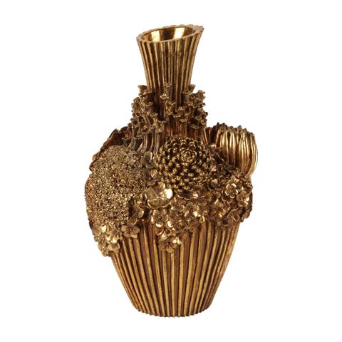 Vaas Bloemen 30 cm - Goud - Resin