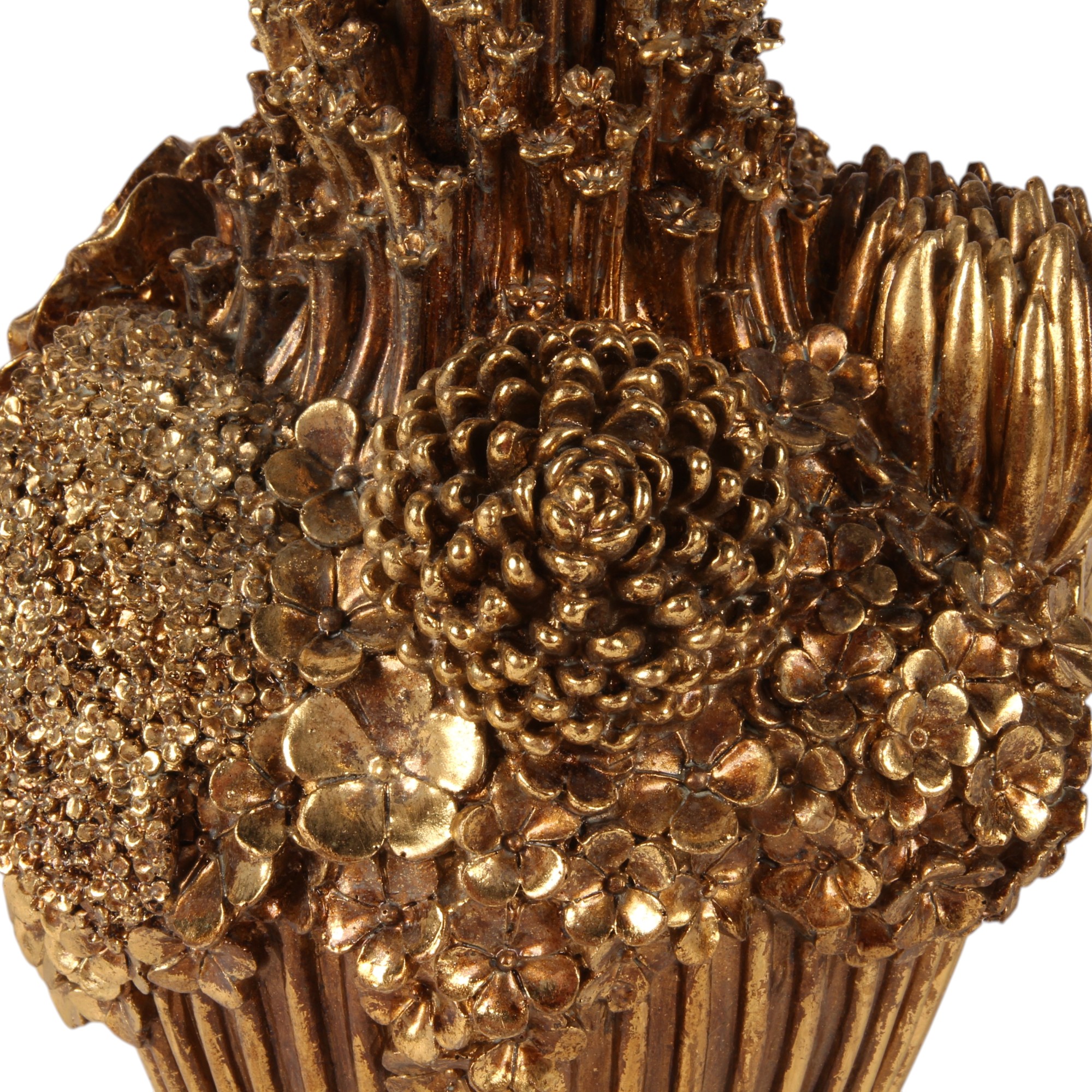Vaas Bloemen 30 cm - Goud - Resin